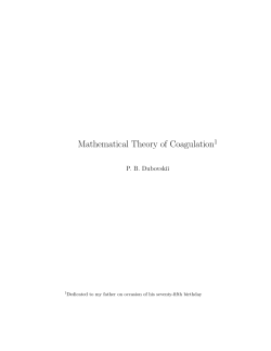 Mathematical Theory of Coagulation