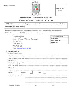 MUST Economic Fee Paying Entry Application Forms