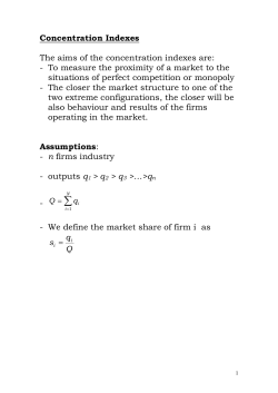 Concentration Indexes The aims of the concentration indexes are