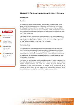 Market Exit Strategy Consulting with Lanco