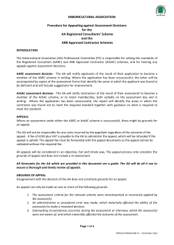AA appeal procedure for AARC and ArbAC