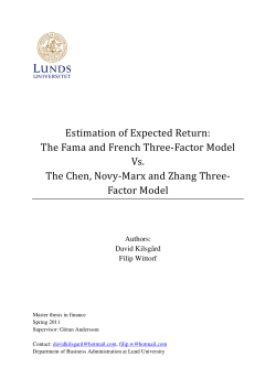 Estimation of Expected Return: The Fama and French Three