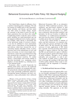 Behavioral Economics and Public Policy 102: Beyond