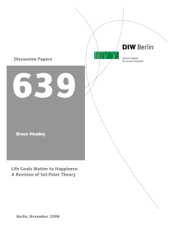 Discussion Papers Life Goals Matter to Happiness: A