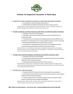 Protocol for Suspected Concussion or Head Injury