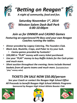 *Betting on Reagan* A night of community, food and fun.
