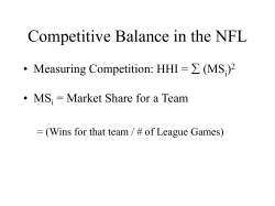 Competitive Balance in the NFL