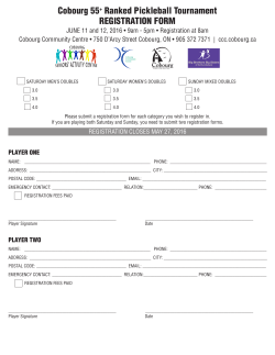 Cobourg 55+ Ranked Pickleball Tournament