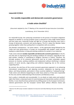 Economic Policy at the service of Society - industriAll