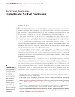 Behavioral Economics: Implications for Antitrust Practitioners