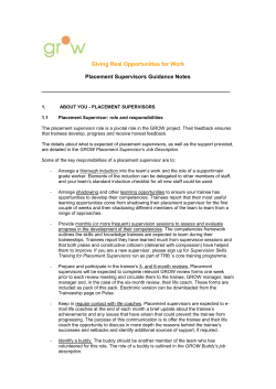Placement Supervisor - Guidance Notes