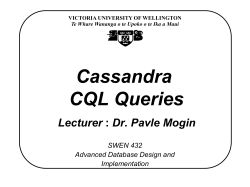 Plan for CQL Queries - Victoria University of Wellington