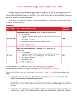 2016 VC Championships Coach Certification Policy