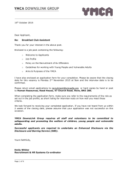 Job Pack - YMCA DownsLink Group