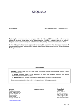 Press release Boulogne-Billancourt, 13 February 2017 Following