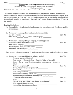 Medical Risk Factor Assessment Interview (4a)