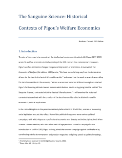 Historical Contexts of Pigou`s Welfare Economics