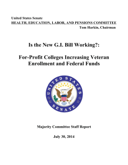 For-Profit Colleges Increasing Veteran Enrollment and Federal Funds