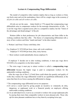 Lecture 2: Labor Supply : Theory and Evidence