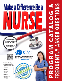 APPLICATIONS ACCEPTED THRU APRIL 15, 2017. Classes begin