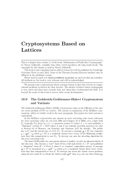 19a. Cryptosystems Based on Lattices