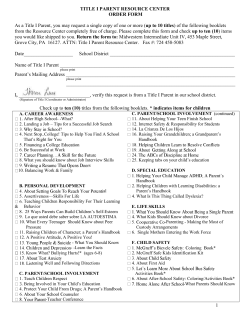 TITLE I PARENT RESOURCE CENTER ORDER FORM
