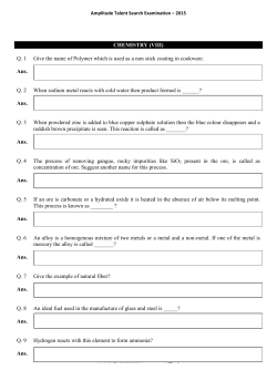 Amplitude Talent Search Examination &ndash; 2015 CHEMISTRY (VIII) Q