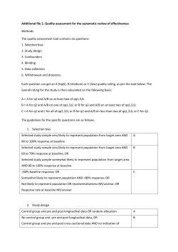 Additional file 2. Quality assessment for the systematic review of