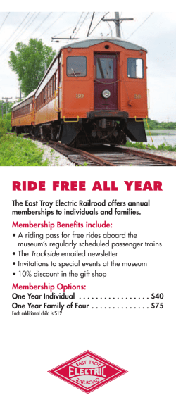 RIDE FREE ALL YEAR - East Troy Railroad Museum