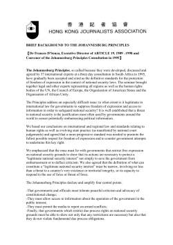 BRIEF BACKGROUND TO THE JOHANNESBURG PRINCIPLES