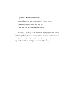 Algorithms Homework Problems. Additional problems may be