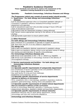 Standards for Speciality Training in Paediatrics