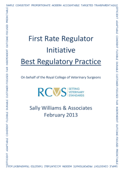 First Rate Regulator Initiative Best Regulatory Practice