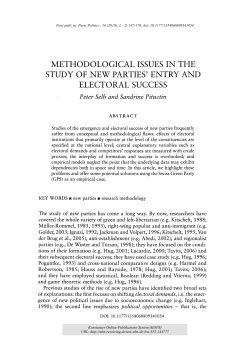 Methodological Issues in the Study of New Parties` Entry and