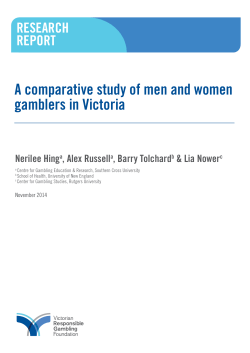 A comparative study of men and women gamblers in Victoria