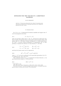 ESTIMATES FOR THE VOLUME OF A LORENTZIAN MANIFOLD 0