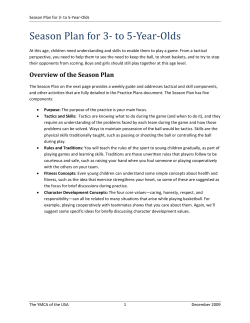 Season Plan for 3‐ to 5‐Year‐Olds
