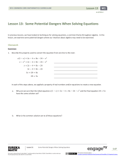 Algebra I Module 1, Topic C, Lesson 13: Student Version
