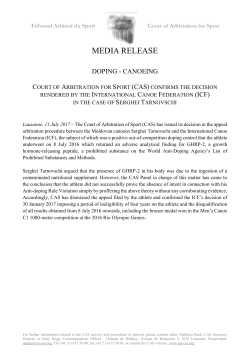 CAS Media Release - Court of Arbitration for Sport