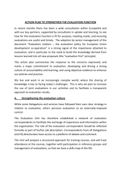 ACTION PLAN TO STRENGTHEN THE EVALUATION FUNCTION In
