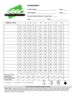 SCORESHEET Batting Order 1 2 3 4 5 6 7 8 9