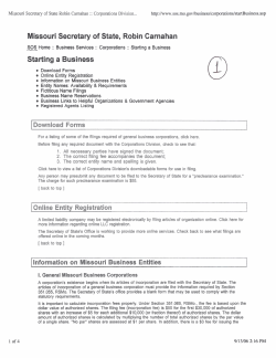 Missouri Secretary of State, Robin Carnahan Starting a Business