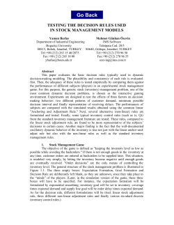 testing the decision rules used in stock management models