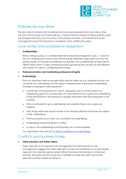 Policies for law firms - Legal Practitioners` Liability Committee