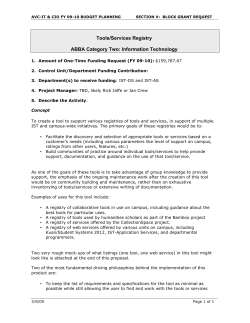 Tools/Services Registry ABBA Category Two: Information Technology