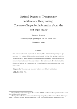 Optimal Degrees of Transparency in Monetary Policymaking: The