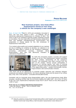 New business project, new head office: Expanscience moves to