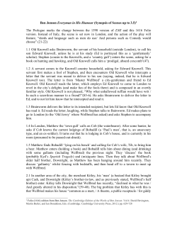 Synopsis &ndash; Ben Jonson Everyman in his Humour 1.1-3.5