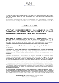 comunicato stampa avviata la cessione di massime n. 16.000.000