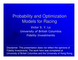 Probability and Optimization Models for Racing